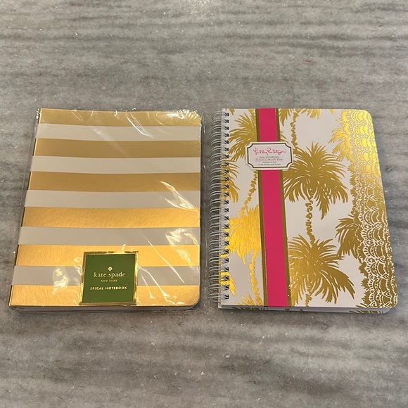 Lilly Pulitzer Office New Set Of 2 Gold Notebooks By Kate Spade